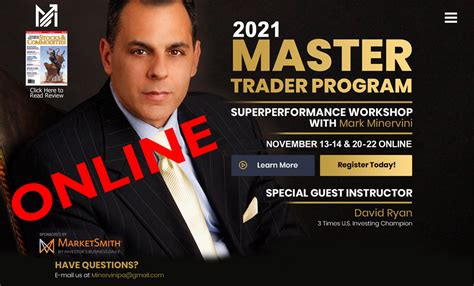 Get ready to learn from the best in the business The Master Trader Program 2022 is coming up on 12-13 November & 19-21 (schedule subject to change) with Mark Ritchie and Mark Minervini. . Mark minervini course